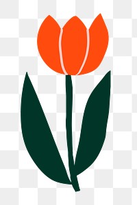 Tulip flower png sticker, cute doodle, transparent background