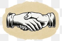 Business handshake png sticker, ripped paper, transparent background