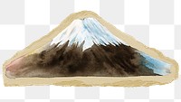 Fuji mountain png sticker, ripped paper, transparent background