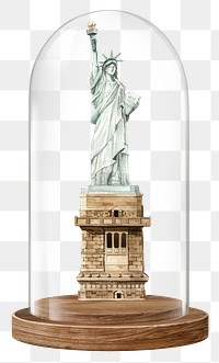 Statue of Liberty png glass dome sticker, New York landmark concept art, transparent background