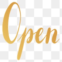 Open png word sticker typography, transparent background