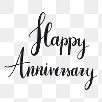 Happy anniversary png word sticker typography, transparent background