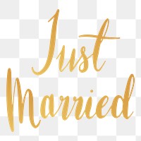 Just married png word sticker typography, transparent background