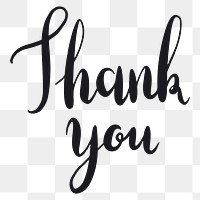 Thank you png word sticker typography, transparent background