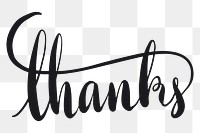 Thanks png word sticker typography, transparent background