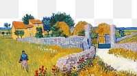 Png Farmhouse in Provence, Van Gogh border sticker, transparent background remixed by rawpixel
