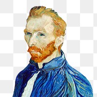 Png Van Gogh sticker, vintage self portrait illustration, transparent background