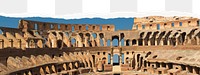 Aesthetic Colosseum png border, ripped paper, famous Italy landmark border, transparent background