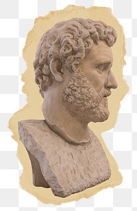 Antoninus Pius png sticker, Roman  sculpture ripped paper, transparent background