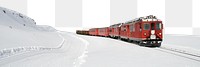 Winter train travel png border, transparent background