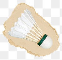 Badminton shuttlecock png sticker, ripped paper, transparent background