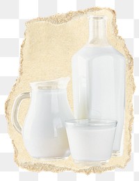 Milk jug png sticker, drink ripped paper, transparent background