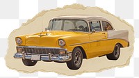 Classic yellow png car sticker, ripped paper on transparent background