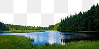 Forest lake png border, torn paper design, transparent background