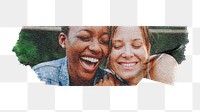 Png happy lesbian couple, washi tape, LGBTQ image, transparent background