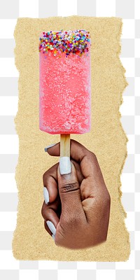 Ice-cream png sticker, ripped paper, transparent background