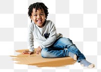 Smiling African-American boy png sticker, transparent background
