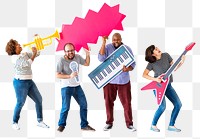 People playing music png sticker, transparent background