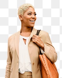 African American businesswoman png sticker, transparent background