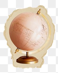 Globe png sticker, ripped paper, transparent background