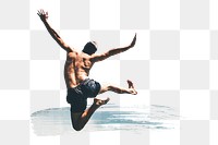 PNG Man jumping, collage element, transparent background