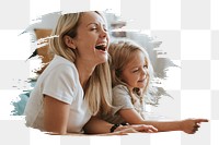 Mother laughing png daughter sticker, transparent background