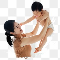 Mother holding toddler png sticker, transparent background