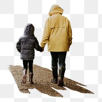 Mother walking kid png sticker, transparent background