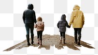 Family walking kids png sticker, transparent background