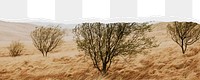 Rural landscape png border, torn paper design, transparent background