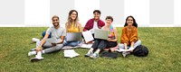 PNG College students working together in the park, collage element, transparent background