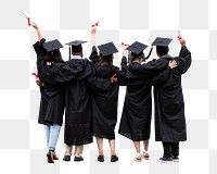 PNG University students in graduation gowns, collage element, transparent background