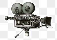 Png movie camera sticker, drawing illustration, transparent background