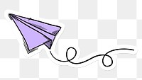 Png paper airplane doodle sticker, drawing illustration, transparent background