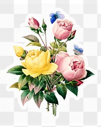 Colorful flowers png sticker, bouquet illustration, transparent background