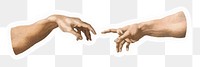 Png hands of god and Adam sticker, Michelangelo, famous painting illustration, remixed by rawpixel