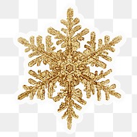 Gold snowflake png sticker, winter, transparent background