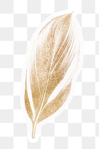 Golden leaf png sticker, aesthetic design, transparent background