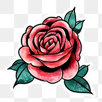 Red rose png sticker, aesthetic illustration, transparent background