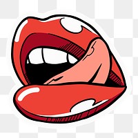 Png red lips sticker, pop art illustration, transparent background