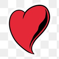 Red heart png sticker, pop art illustration, transparent background