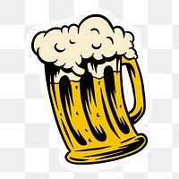 Foamy beer png sticker, cartoon illustration, transparent background