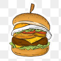 Hamburger  png sticker, drawing illustration, transparent background