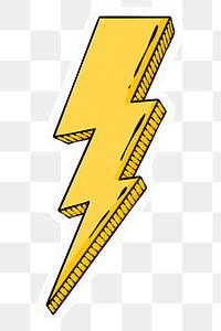 Lightning bolt png sticker, drawing illustration, transparent background