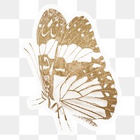 Gold butterfly png sticker, aesthetic animal, transparent background