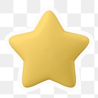 3D star png sticker, cute illustration, transparent background