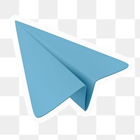 3D paper plane png sticker, cute illustration, transparent background