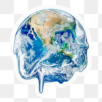 Melting earth png sticker, global warming, transparent background