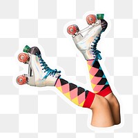 Png roller skates shoes sticker, aesthetic design, transparent background