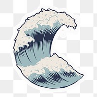 Japanese wave png sticker, cartoon illustration, transparent background